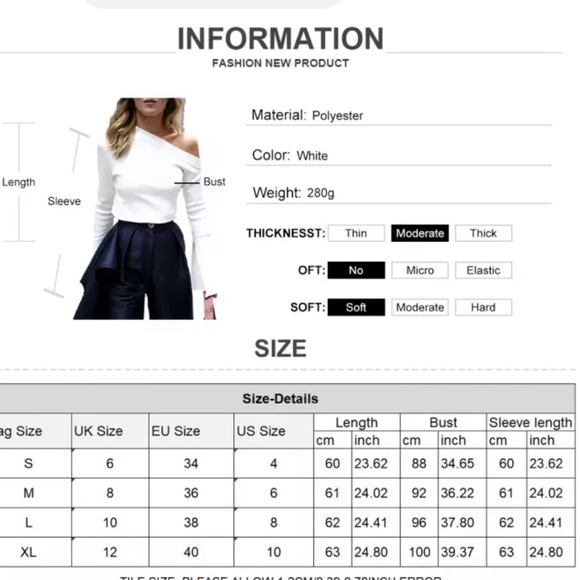 🎉Flash SaleNew Spring Arrival White Inclined Shoulder Long Flare Sleeve Top - Picture 3 of 4